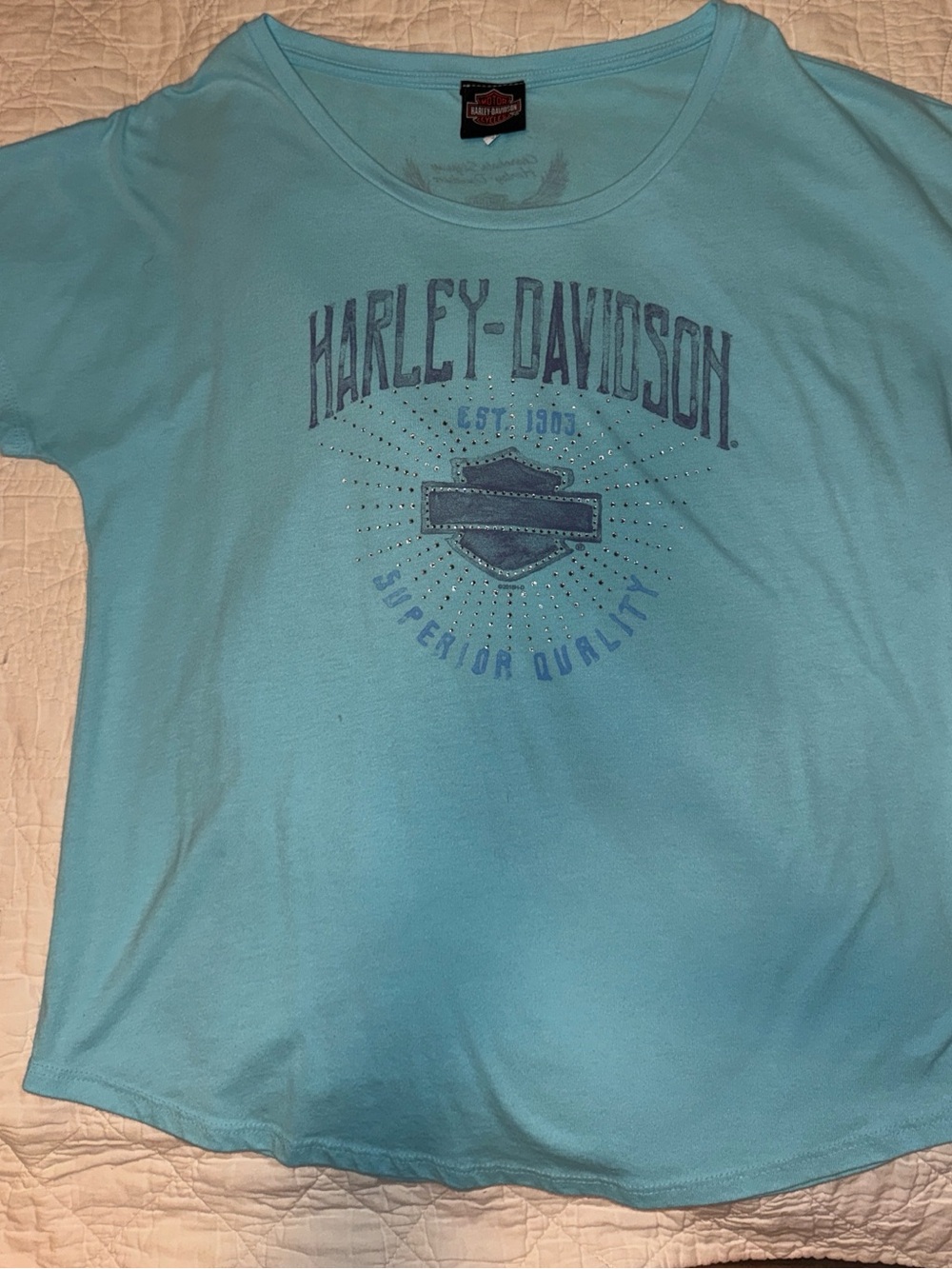 Harley-Davidson Aqua Tee with Center Logo